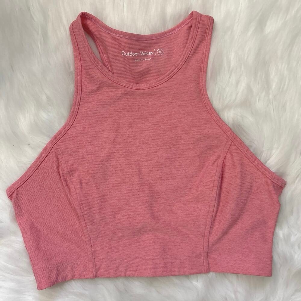 Outdoor Voices Pink High Neck Racerback Back Athena Crop Top Medium